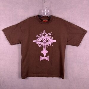 VisionWorld Mens T-Shirt M Brown Crosseyed Graphic Rare Limited Drop Streetwear